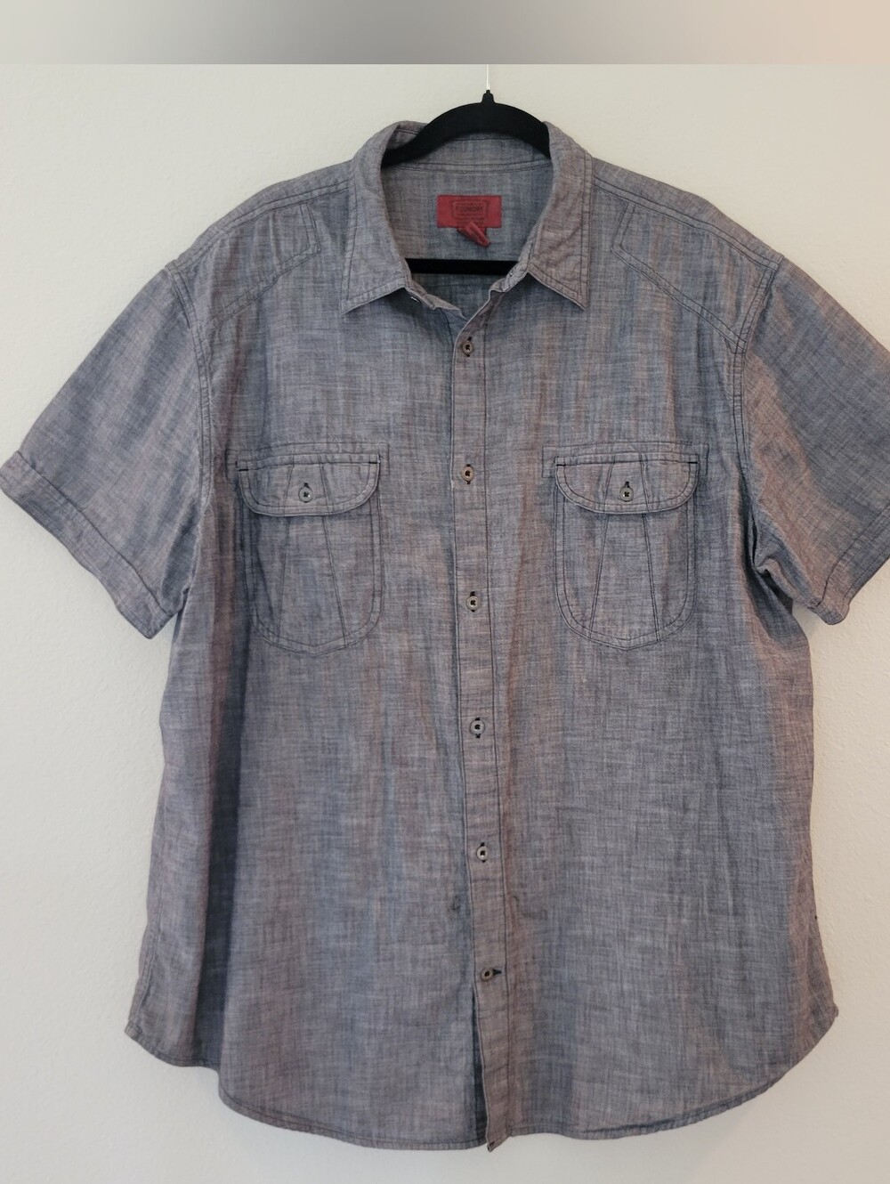 The Foundry Supply Co. Short-Sleeve Button-Up Shirt Gray Men's 2XL.